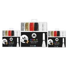 MOLOTOW 黑板粉筆泵記號筆巨型扁平筆 L 15 毫米基本 6 色, 混色, 3套