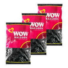 WOW BALLOON 彩色氣球 13cm 100入, 珍珠黑, 3個