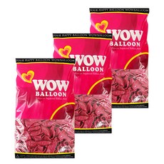와우파티코리아 와우 풍선 13cm 100p, 펄후치샤, 3개