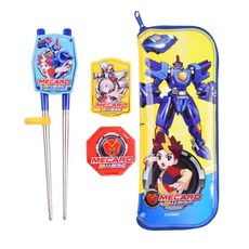 릴팡 빠샤메카드 트리오체인지 교정용젓가락 2단계 지퍼수저집세트, 혼합 색상, 1세트