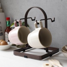 체리하우스 국산 디몬 철제 4P 머그잔 걸이, 브라운, 1개