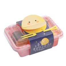 봄91 추석 핑크체크 케이스 11 x 8 x 5 cm + 캘리보름달 케이스핸들 + 칼라미니포크 옐로, 50세트