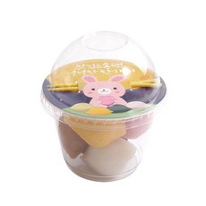봄91 다과컵 9.2 x 6.5 cm 270ml + 덮개 송편토끼 + 포크, 50세트
