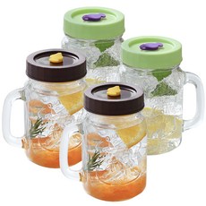 네이쳐리빙 보니토 카페 유리머그 드링크자 480ml 브라운 2p + 그린 2p, 1세트