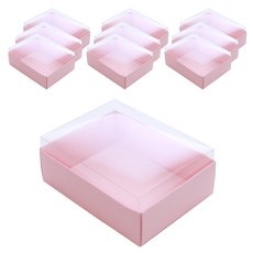 Bom91 韓國製透明PET馬卡龍盒 6入 10.3 x 13.5 x 5.3 cm, 粉紅色, 10個