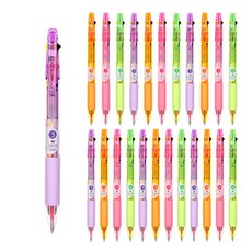 munhwa KPI 霓虹色 3 色圓珠筆 0.7mm 4 件套, 混色, 6套