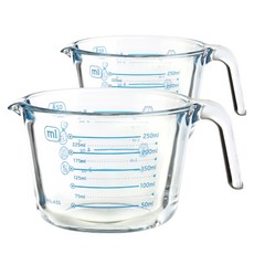 iLock Super Over Glass耐熱玻璃手把量杯 500ml, 藍色, 250毫升