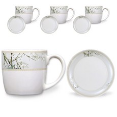 Haengnam 景福宮 New Sevian 骨瓷咖啡杯4入含杯碟4入組, 混合顏色, 1套