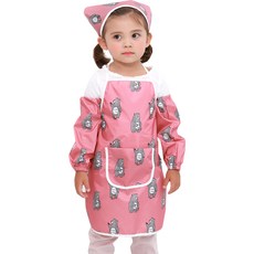bebe chouette 孩童熊熊印花圍裙+頭巾+袖套