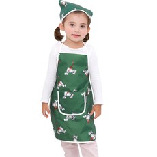 bebe chouette 孩童狸貓印花圍裙+頭巾