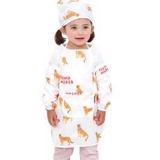 bebe chouette 孩童獵豹印花圍裙+頭巾+袖套