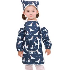 bebe chouette 孩童海獅印花圍裙+頭巾+袖套