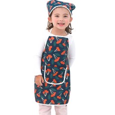 bebe chouette 孩童印花防水圍裙+頭巾