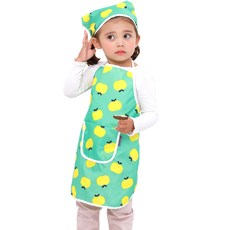 bebe chouette 孩童蘋果印花圍裙+頭巾