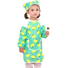 bebe chouette 孩童蘋果印花圍裙+頭巾+袖套