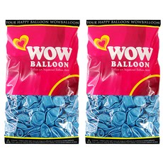 WOW PARTY KOREA Wow 氣球 30cm 100入, 珍珠天藍, 2個