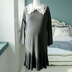 iyaan 孕婦蕾絲翻領哺乳連身裙