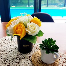 블뤼엔 비누꽃 블랙로즈미니화분, 옐로우, 1개