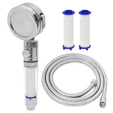 Kosina mega 水壓 3 級水流開/關水過濾器淋浴頭 + 過濾器 2p + 淋浴線 2m, 1套