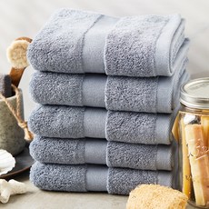 SOFT TOUCH Bath&Living 30支棉毛巾 180g, 淺灰色, 5條