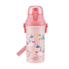 Skater 獨角獸印花按壓式水瓶, 粉色 獨角獸款, 480ml