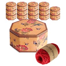 indigoshop 印花八角盒 15入+紅繩 10m, 混色, 1組
