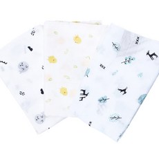 BabyBoom 竹纖維印花毯 布尿布 3件組, 混色, 1組