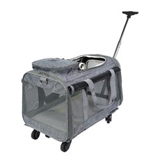 도그아이 강아지 고양이 린넨 이동가방 캐리어, 그레이, 1개