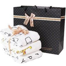 平紋紗布包巾組 A款 3入+提袋