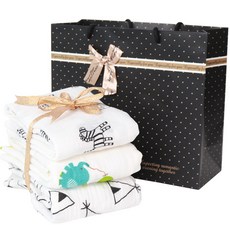 平紋紗布包巾組 B款 3入+提袋