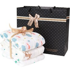 平紋紗布包巾組 C款 3入+提袋