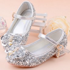 BEBEMARU 女童銀色亮粉高跟鞋 1389