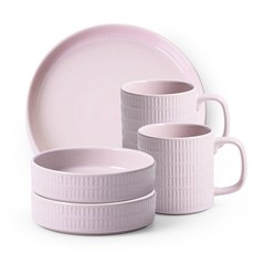 프렐류드 마틴 브런치세트B 5p, 핑크, 찬기 대 2p + 접시 21cm + 머그 330ml x 2p