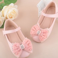 베베마루 여아용 진주알 장식 이중 리본 구두 1390