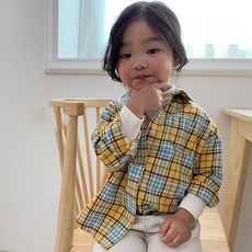 느엘 아동용 격자긴팔남방