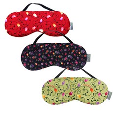 GREEN+LIFE 草本熱敷眼罩 3入組 紅色花款+藍果花款+軍綠色, 1套