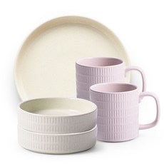 프렐류드 마틴 브런치세트B 5p, 핑크, 아이보리, 찬기 대 2p + 접시 21cm + 머그컵 330ml x 2p