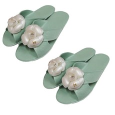 Eva 女款 花朵造型室內拖鞋, 薄荷綠, 2組