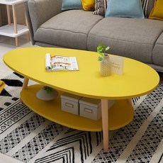 신원 코델리아 물방울 2단 티테이블, 옐로우