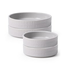 PRELUDE 陶瓷圓形餐盤組 S號 2入+L號 2入, 淺灰, 1套