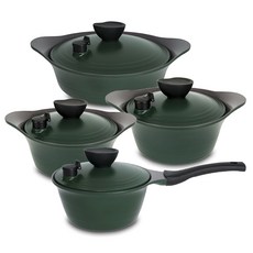 PAllAS IH爐適用陶瓷不沾湯鍋 4件組, 復古綠色, 單鍋18cm+正水18cm+20cm+火鍋24cm