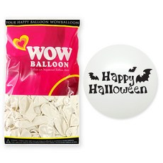 WOW PARTY KOREA 萬聖節蝙蝠圖案氣球 30cm, 白色, 50個