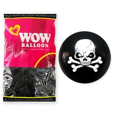 WOW PARTY KOREA 30cm 氣球 萬聖節骨頭骷髏, 黑色, 50個