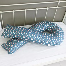 ECONY HOUSE 三色堇印花U型身體枕, 藍色