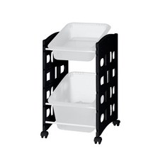 리빙스마일 스마일이동식 블랙 프레임 바구니 정리함 C 혼합형 2p, 반투명