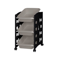 리빙스마일 스마일이동식 블랙 프레임 바구니 정리함 A 소형 3p, 브라운