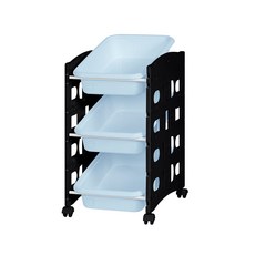 리빙스마일 스마일이동식 블랙 프레임 바구니 정리함 A 소형 3p, 블루