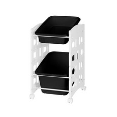 리빙스마일 스마일이동식 화이트 프레임 바구니 정리함 C 혼합형 2p, 블랙