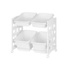 리빙스마일 스마일이동식 프레임 바구니 정리함 C 혼합형 4p, 화이트, 1개