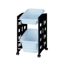 리빙스마일 스마일이동식 블랙 프레임 바구니 정리함 C 혼합형 2p, 블루